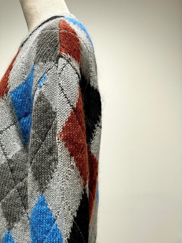STITCHED ARGYLE KNIT P/O