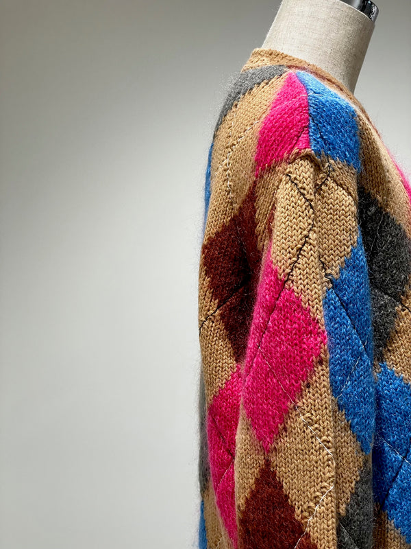 STITCHED ARGYLE KNIT P/O