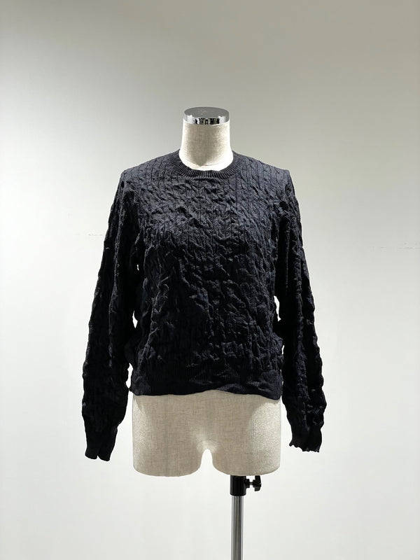 CRUSHED CABLE KNIT PULLOVER
