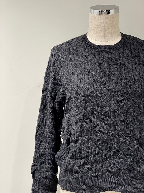 CRUSHED CABLE KNIT PULLOVER