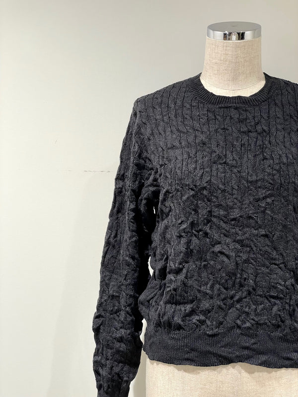 CRUSHED CABLE KNIT PULLOVER