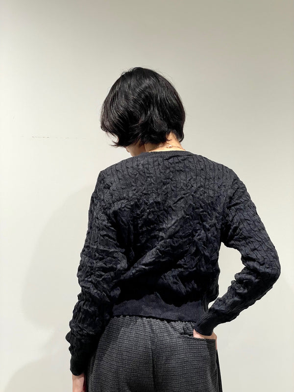 CRUSHED CABLE KNIT PULLOVER
