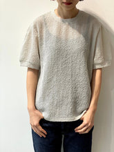 画像をギャラリービューアに読み込む, Sheer Crew Neck Puff Sleeve Pullover
