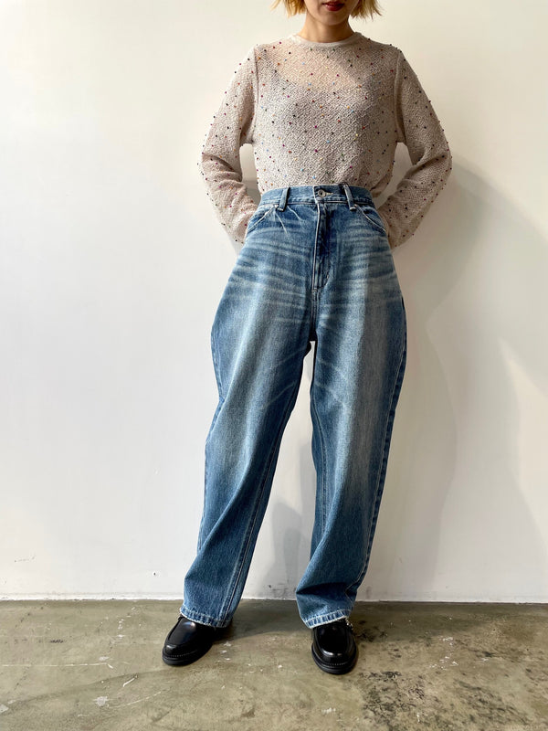 POMPOM SHEER KNIT PULLOVER