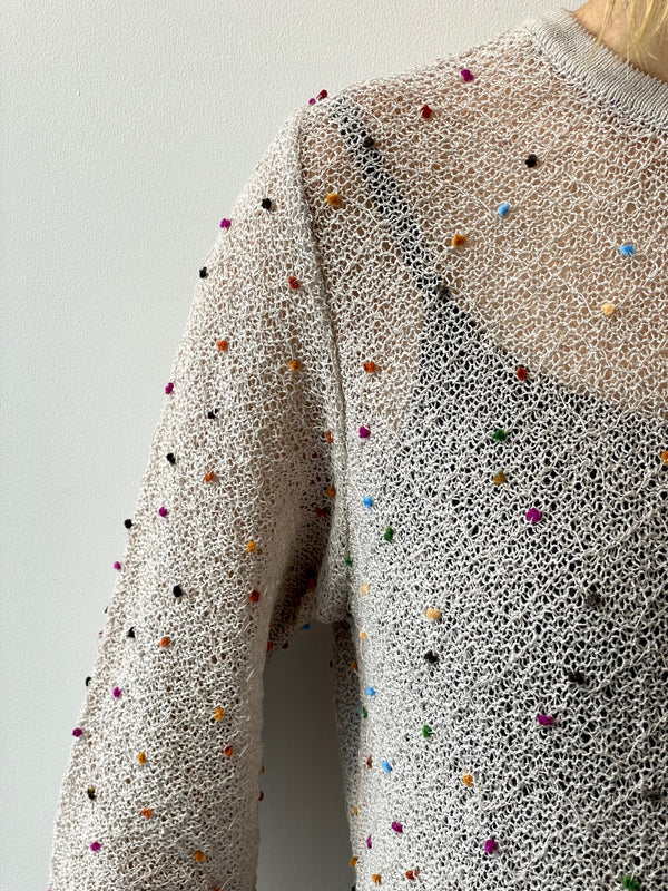 POMPOM SHEER KNIT PULLOVER