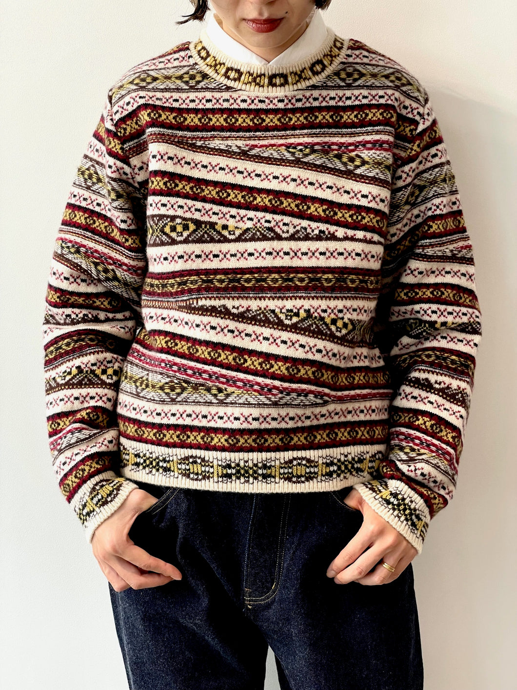 CRAZY FAIR ISLE KNIT PULLOVER