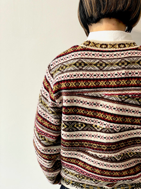 CRAZY FAIR ISLE KNIT PULLOVER