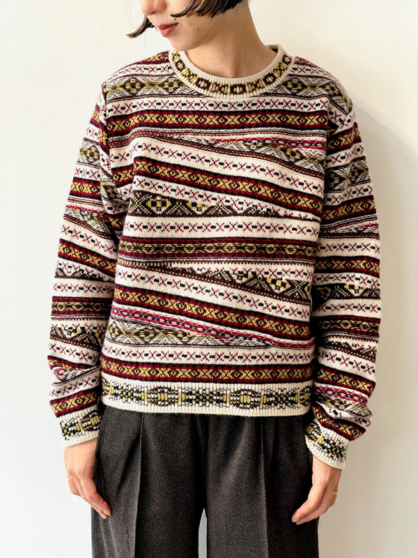 CRAZY FAIR ISLE KNIT PULLOVER
