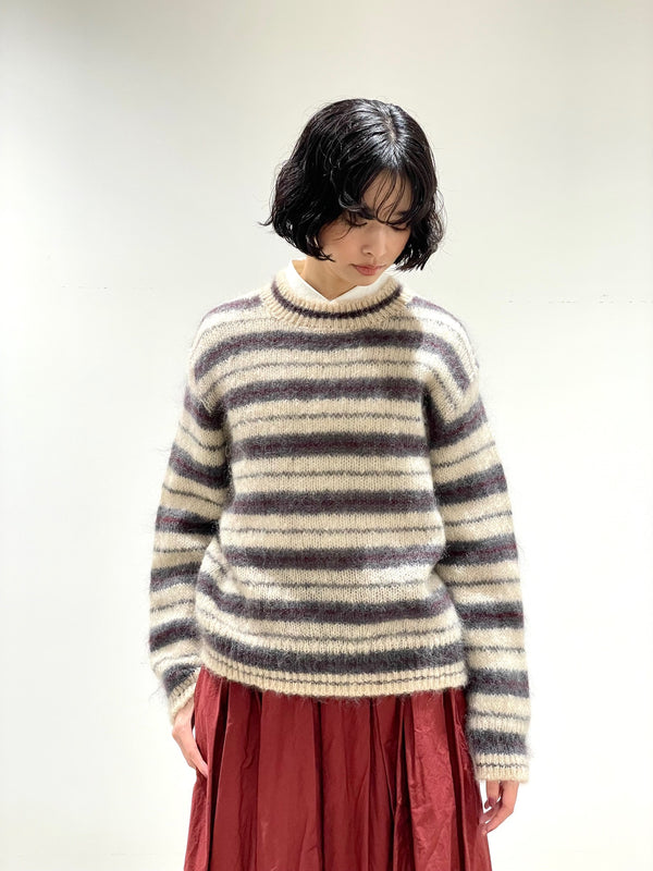 MOHAIR WOOL BORDER KNIT PO