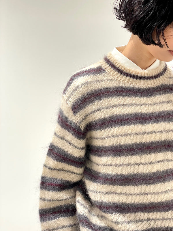MOHAIR WOOL BORDER KNIT PO