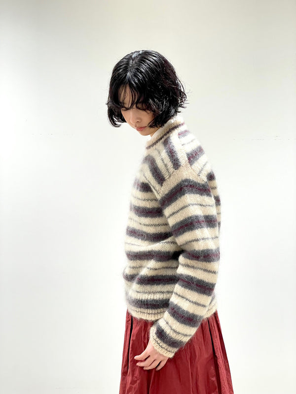MOHAIR WOOL BORDER KNIT PO