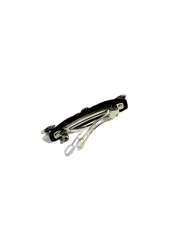 Metal leather barrette small