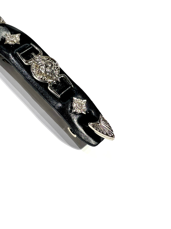 Metal leather barrette small