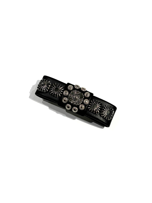 Concho leather barrette