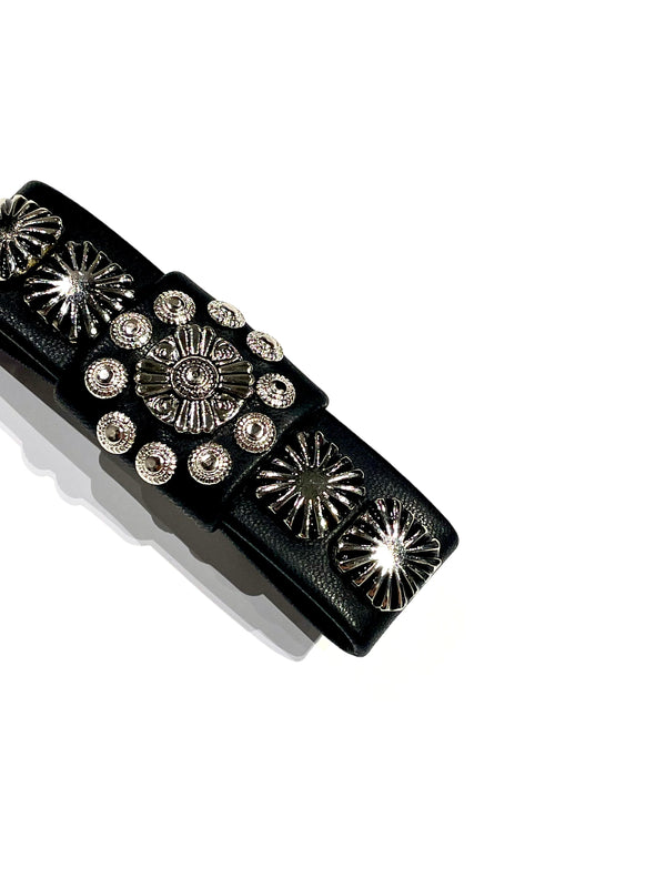 Concho leather barrette