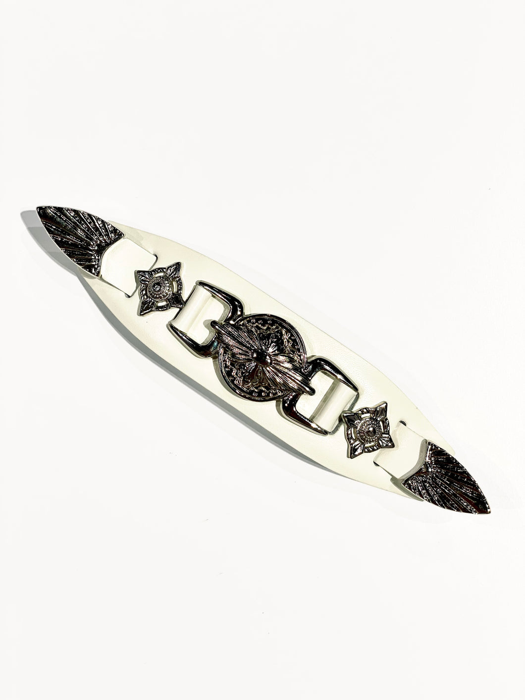 Meatl leather barrette