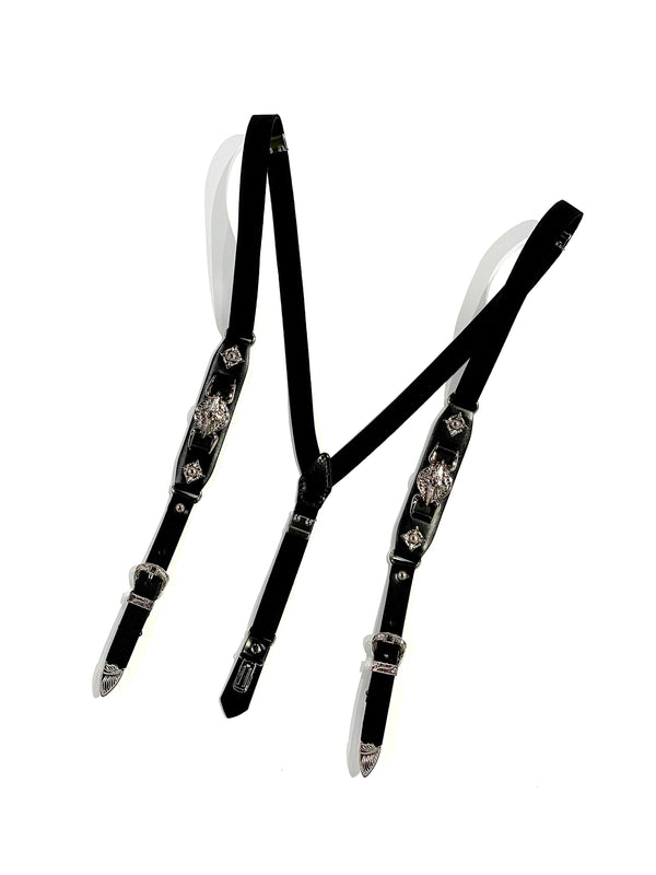 Metal leather suspenders