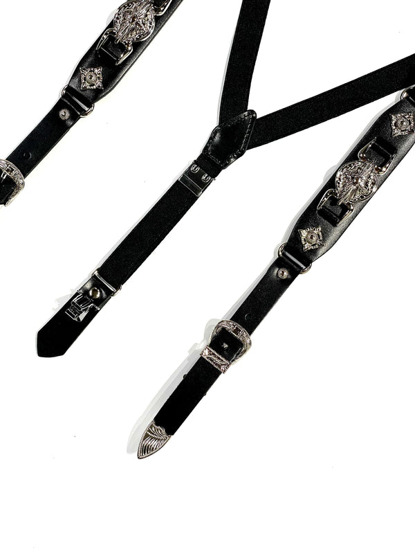 Metal leather suspenders