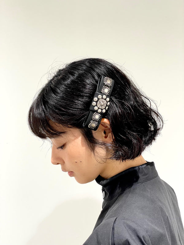 Concho leather barrette