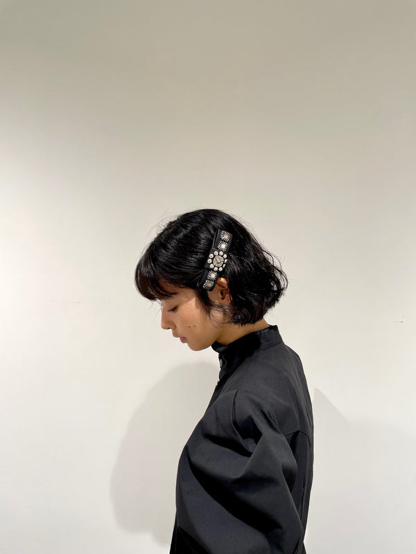 Concho leather barrette