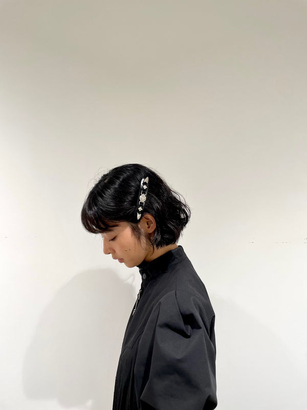 Metal leather barrette small