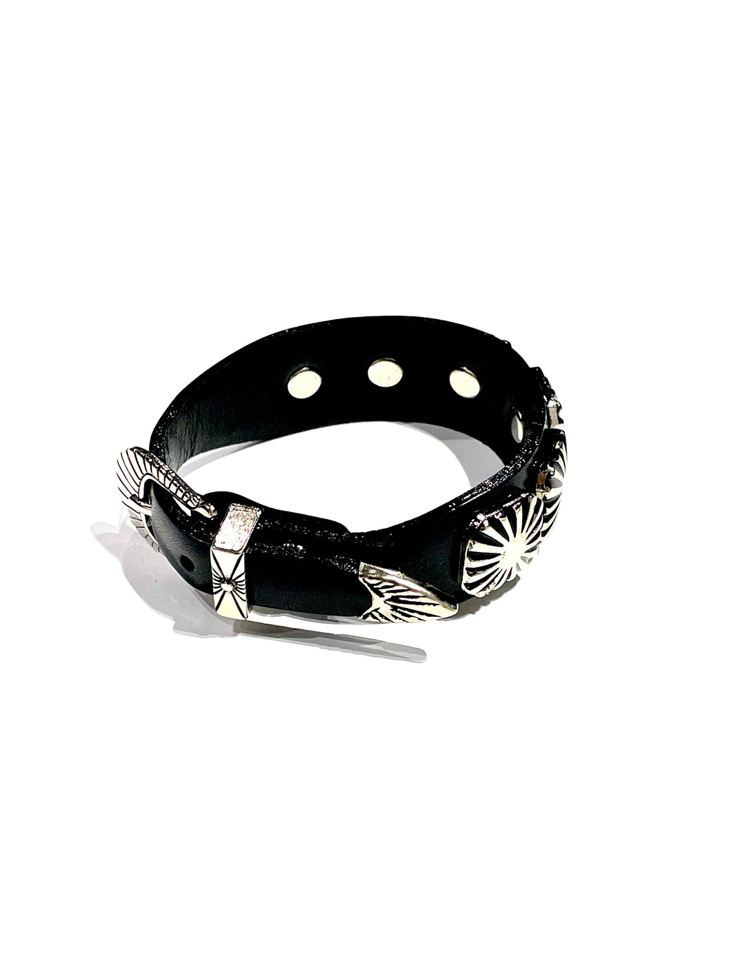 Concho leather bangle