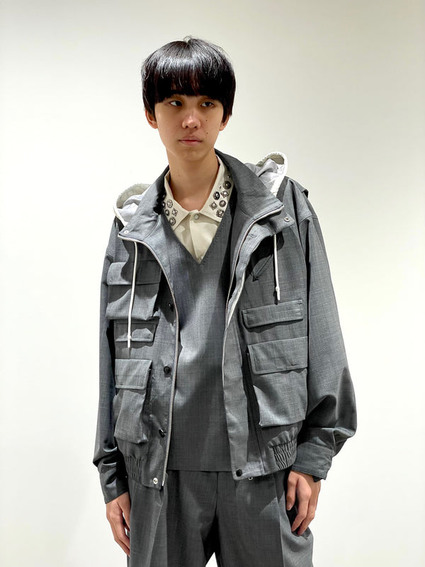 Polyester wool blouson