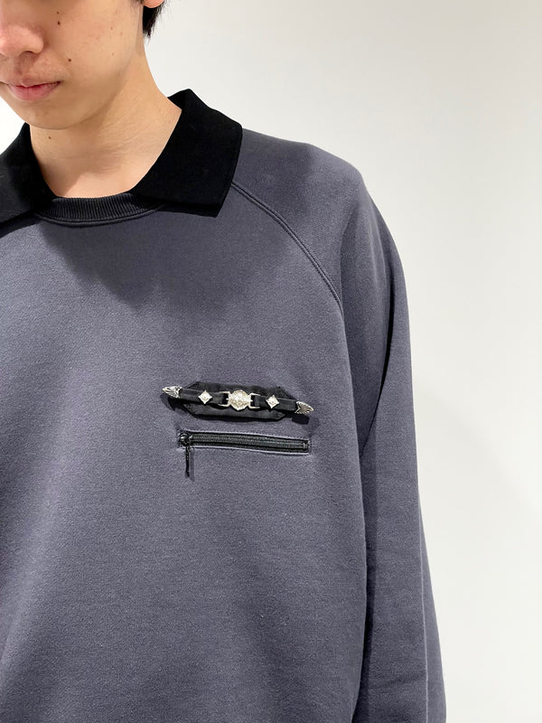 Polo collar sweatshirt