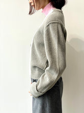 画像をギャラリービューアに読み込む, Wool knit zip cardigan
