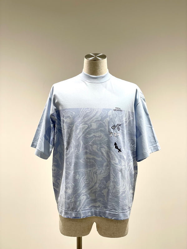 Marble print wide T-shirt