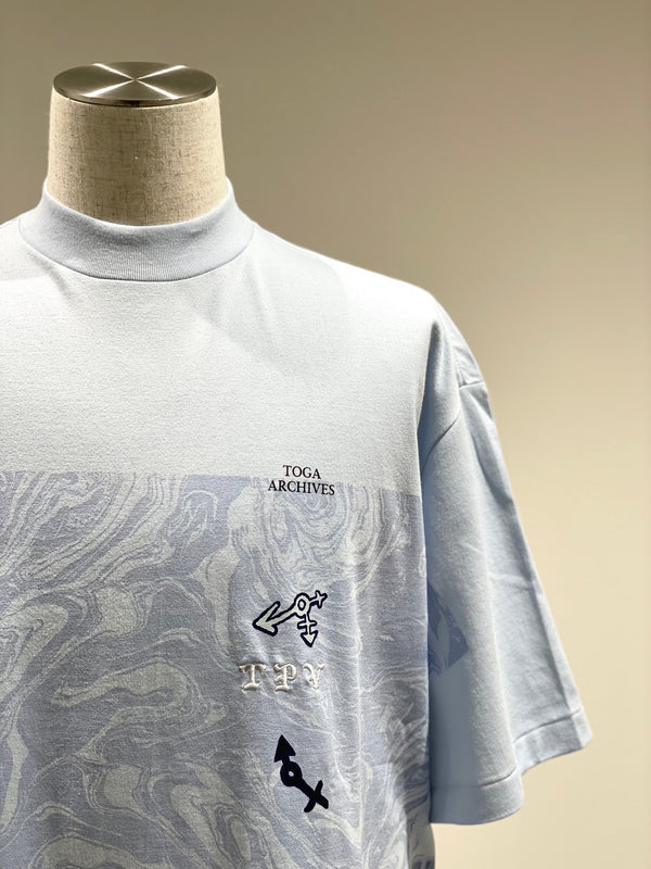 Marble print wide T-shirt