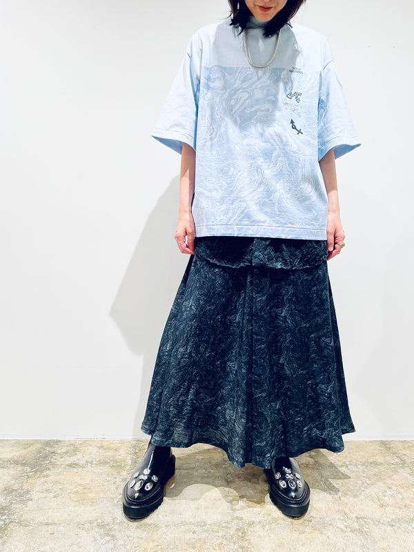 Marble print wide T-shirt