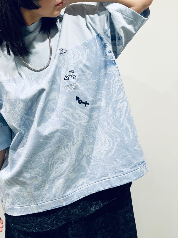 Marble print wide T-shirt