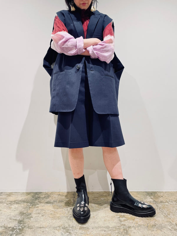 Inner tie dye stand collar shirt