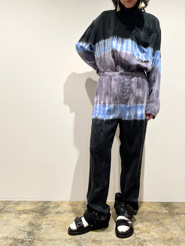 Inner tie dye stand collar shirt