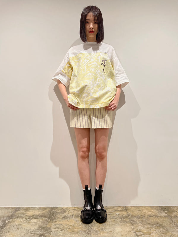 Marble print wide T-shirt