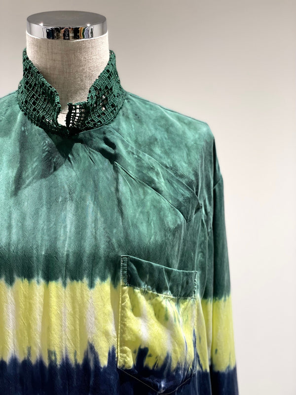 Inner tie dye stand collar shirt