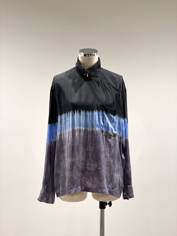 Inner tie dye stand collar shirt
