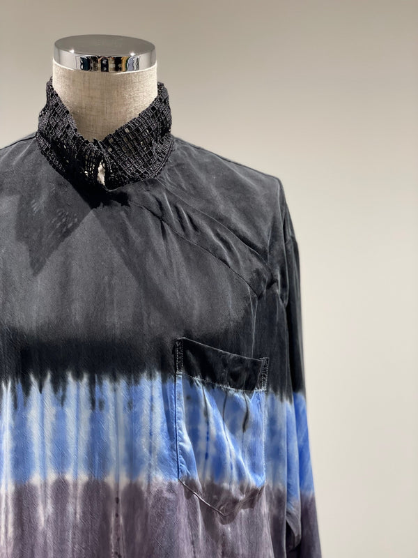 Inner tie dye stand collar shirt