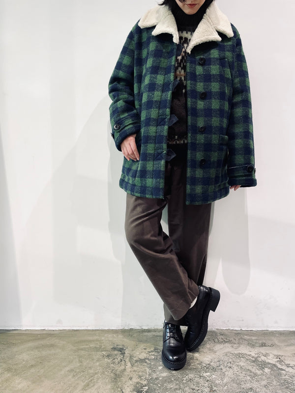 ブロックチェックコート