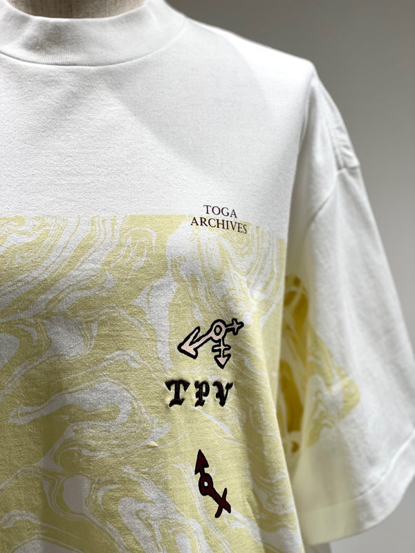 Marble print wide T-shirt